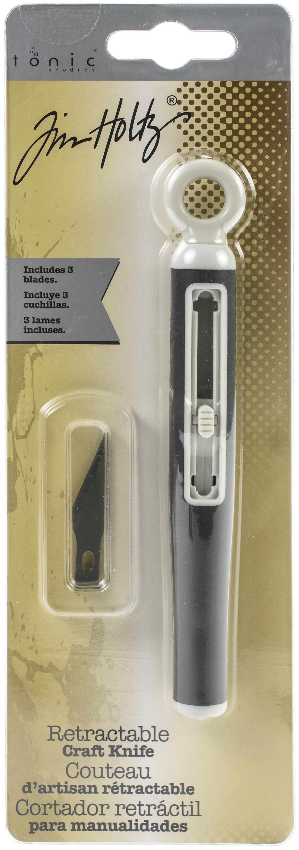 Tim Holtz Hobby Knife Set - Retractable Craft Tool with Replacement Cutting Blades - Fine Point Precision Cutter for Art Supplies and Paper Crafting