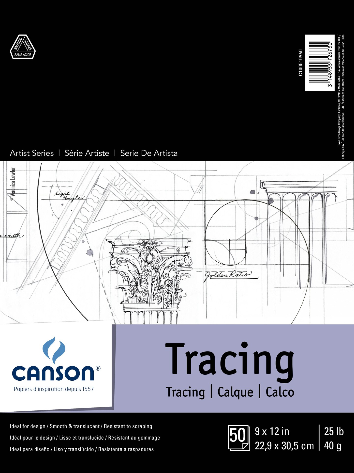 Canson Artist Series Tracing Paper Pad 9&#x22;X12&#x22;-50 sheets
