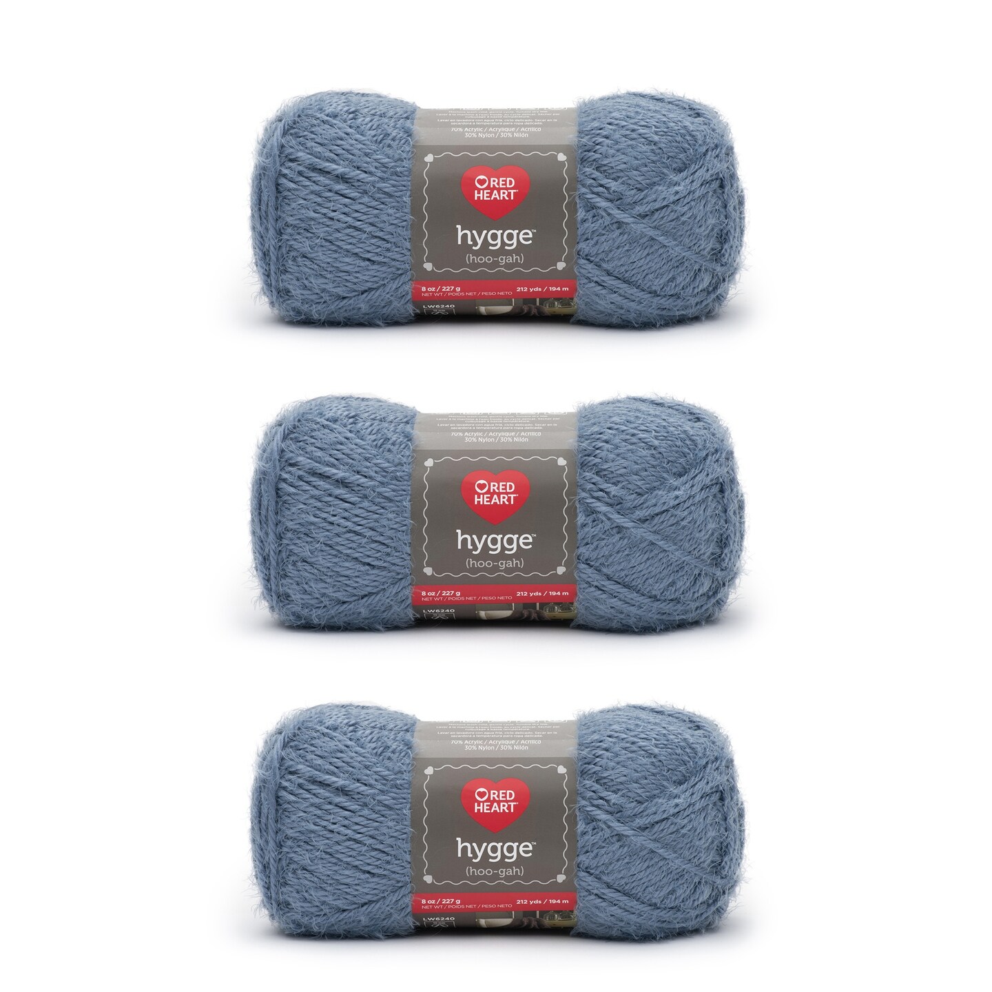 Red Heart Hygge Slate Blue Yarn - 3 Pack of 227g/8oz - Acrylic Nylon Blend - 5 Bulky - 212 Yards - Knitting/Crochet