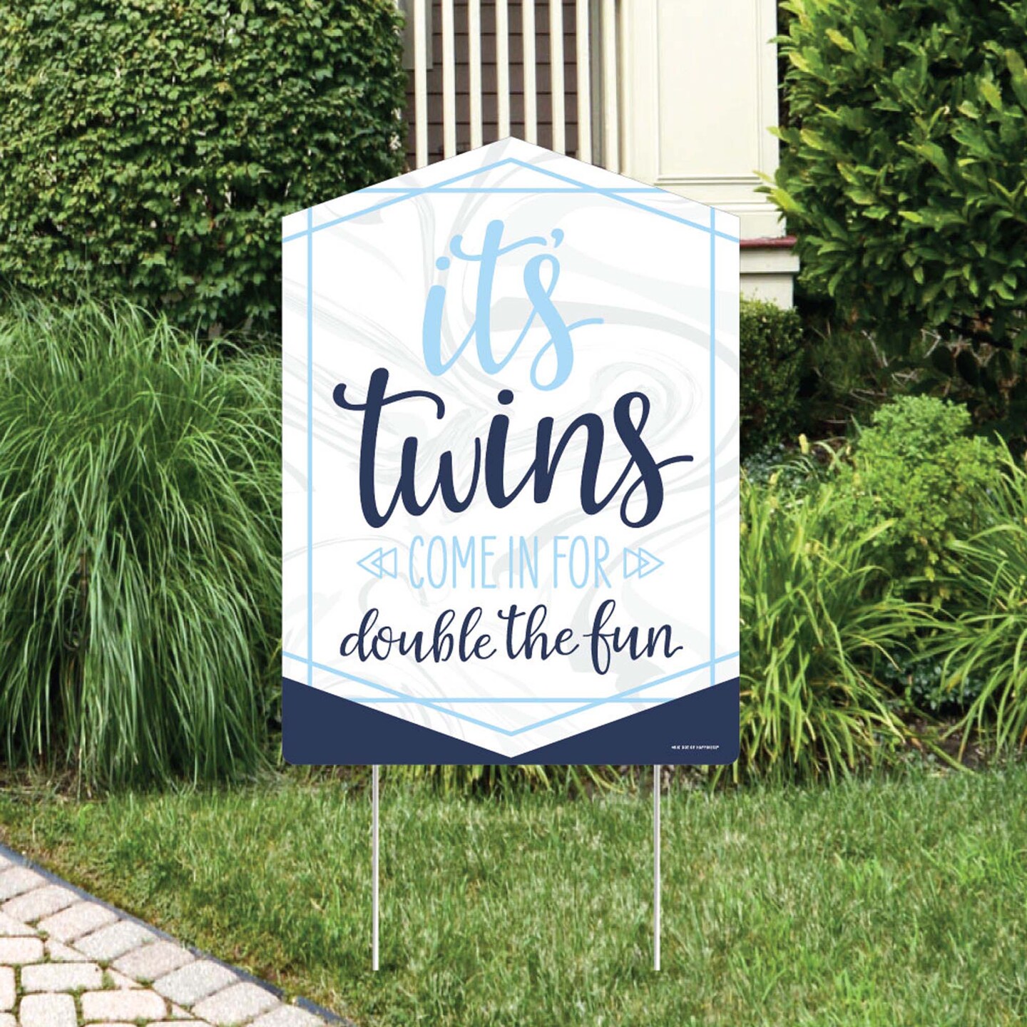 Big Dot of Happiness It&#x27;s Twin Boys - Party Decorations - Blue Twins Baby Shower Welcome Yard Sign
