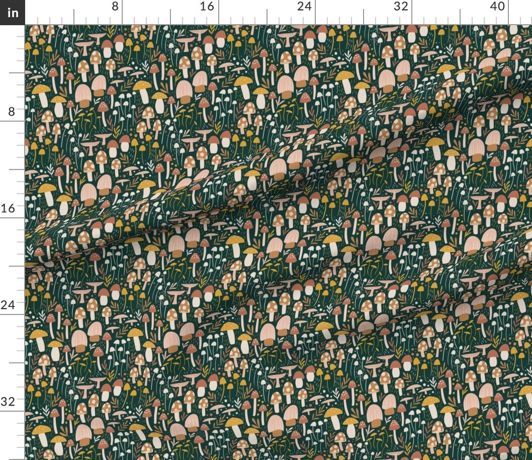 Various Fabrics by the Yard or Fat Quarter Nature Woodland Modern Children Hand-Drawn Small Scale mushrooms Mushroom s Botanical Toadstools Micro Fields Boho Custom Printed Fabric by Spoonflower