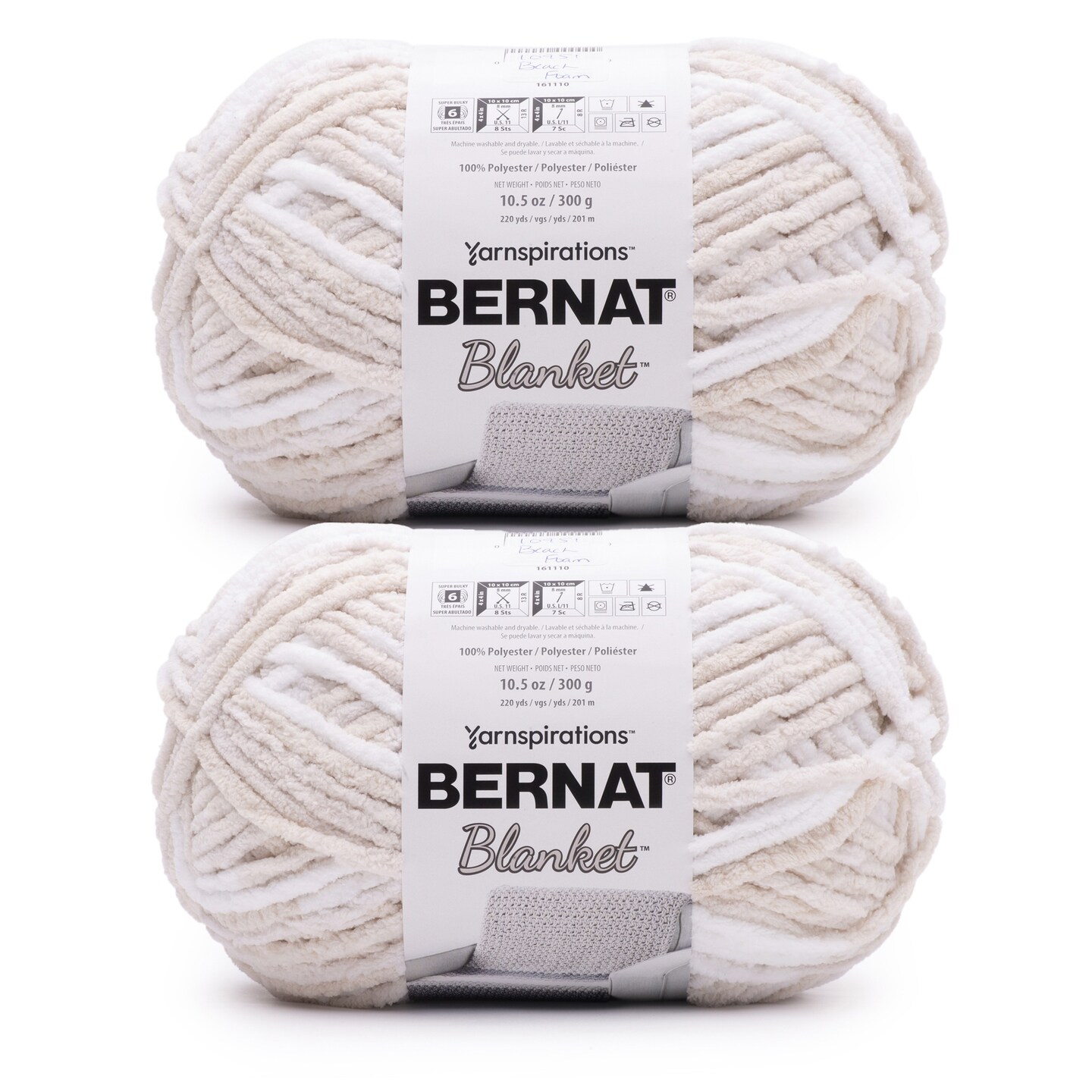 Bernat Blanket Beach Foam Yarn - 2 Pack of 300g/10.5oz - Polyester - 6  Super Bulky - 220 Yards - Knitting/Crochet