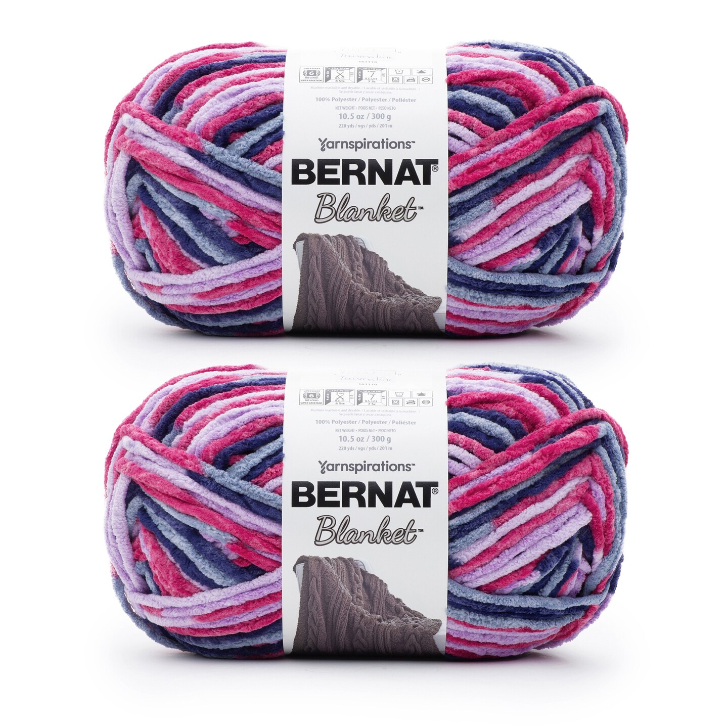 Bernat Blanket Tourmaline Yarn - 2 Pack of 300g/10.5oz - Polyester - 6 Super Bulky - 220 Yards - Knitting/Crochet