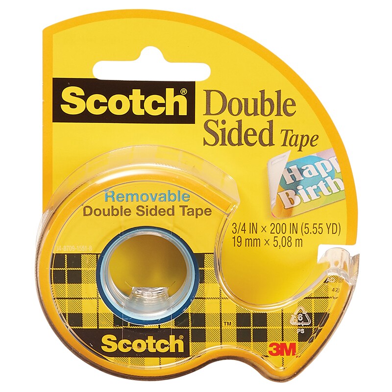 Removable Double Sided Tape, 3/4&#x22; x 200&#x22;