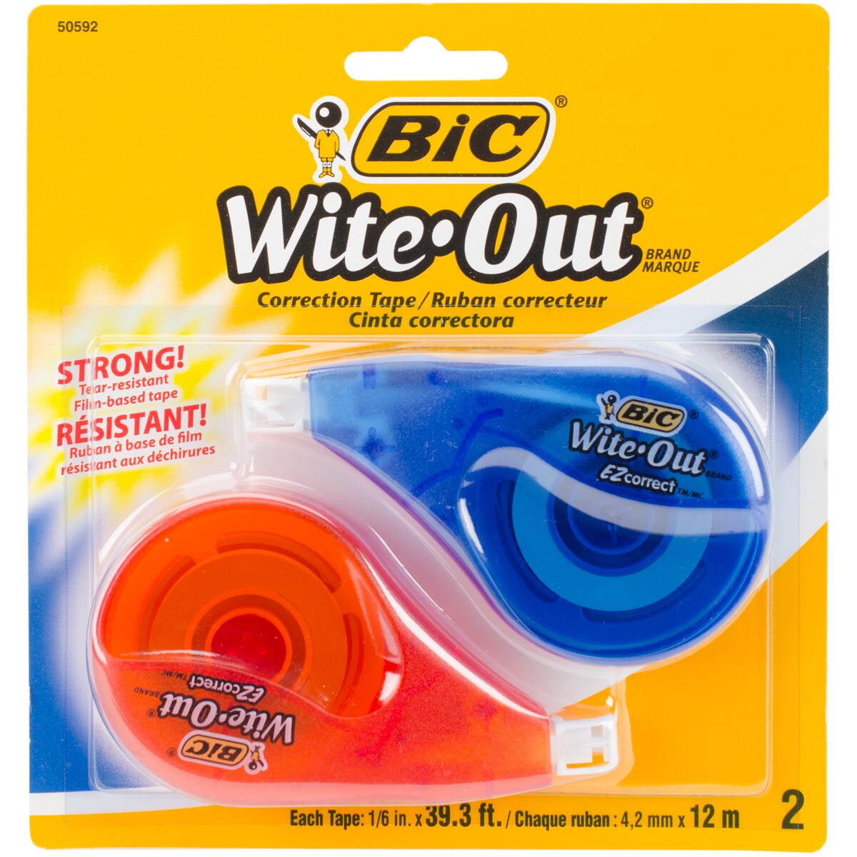 BIC Wite-Out Brand EZ Correct Correction Tape, White, Applies Dry
