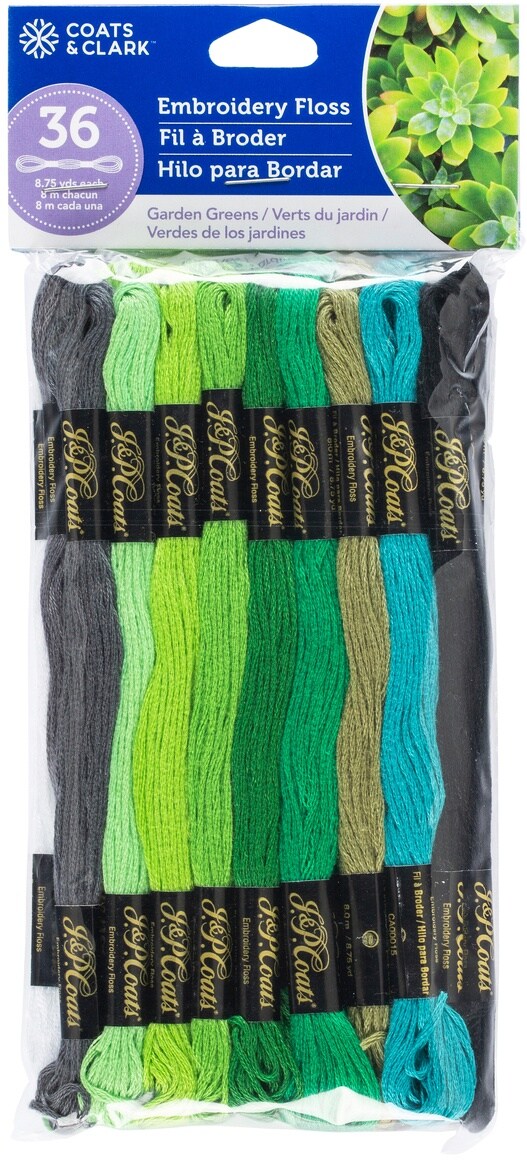 Coats &#x26; Clark 6-Strand Embroidery Floss Value Pack 36/Pkg-Garden Greens