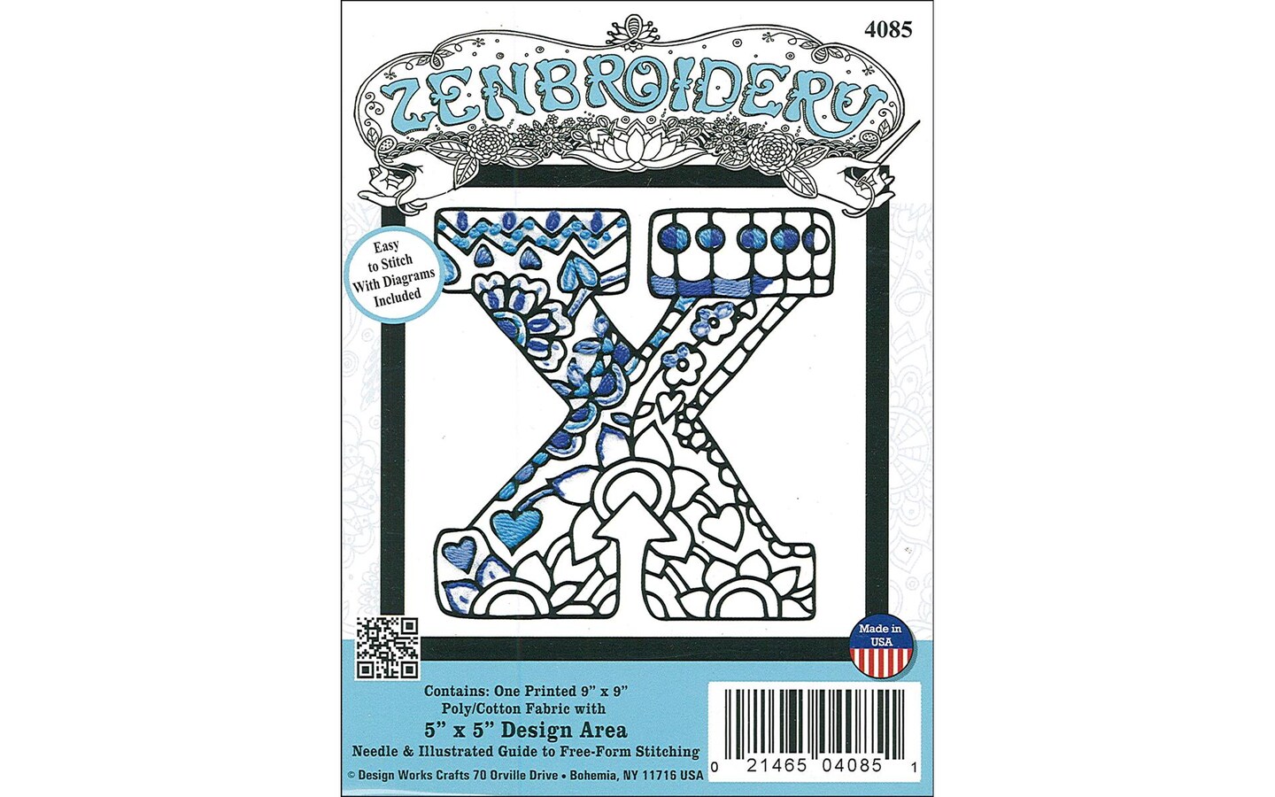 Design Works Zenbroidery Fabric 5x5 Letter X