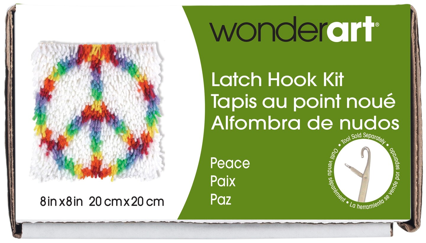 Wonderart Latch Hook Kit 8&#x22;X8&#x22;-Peace