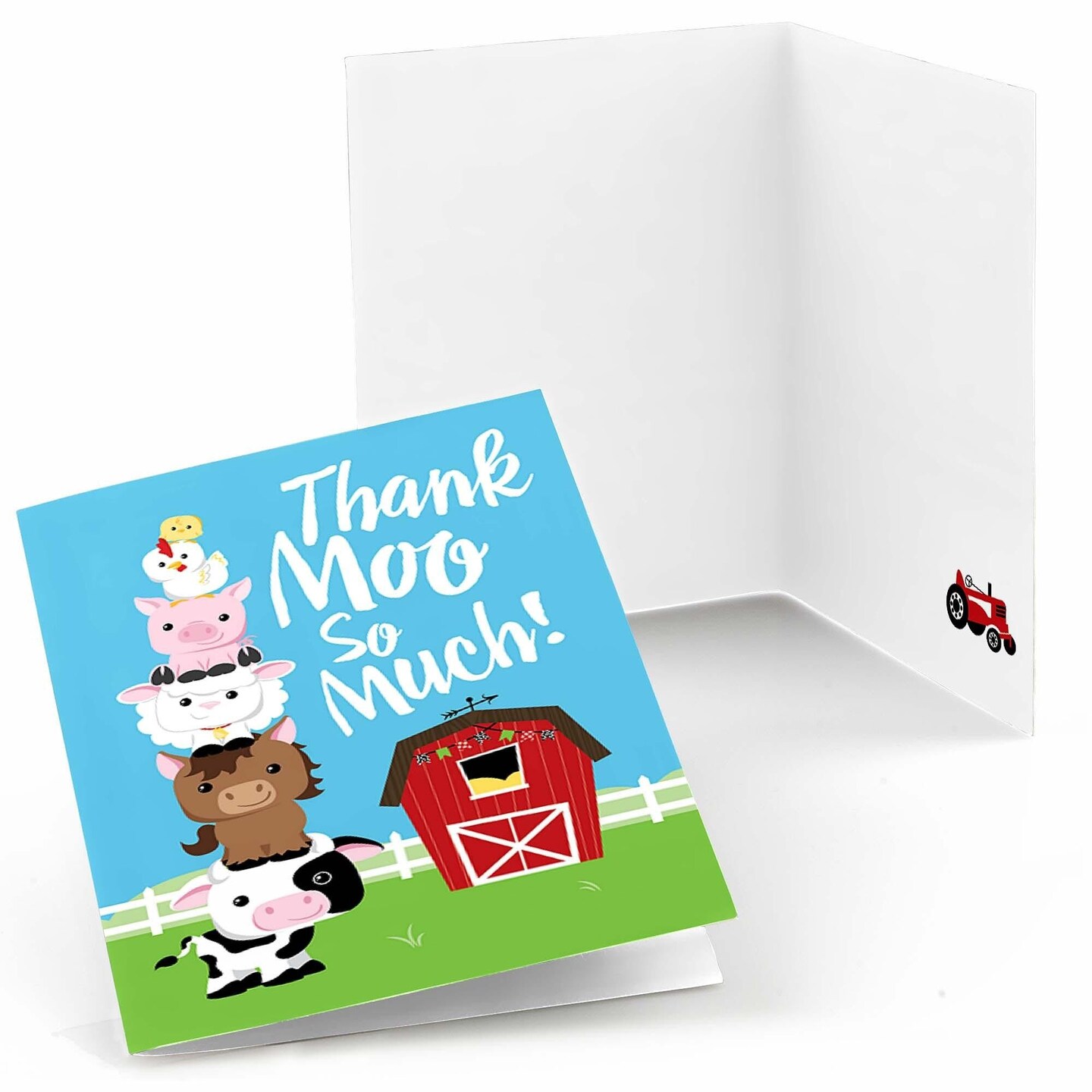 Big Dot of Happiness Farm Animals - Baby Shower or Birthday Party Thank You Cards (8 count)
