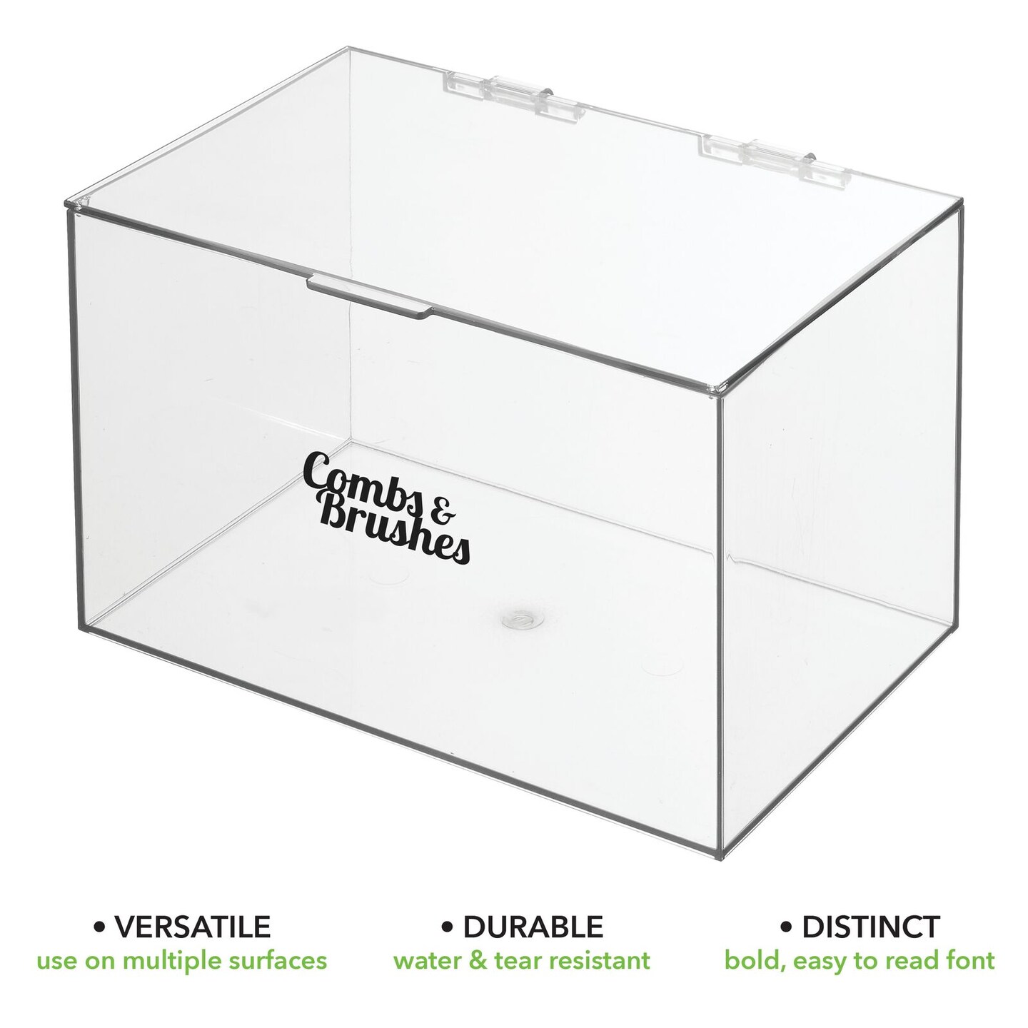 mDesign Plastic Stackable Home, Office Storage Box, 2 Pack + 32 Labels - Clear