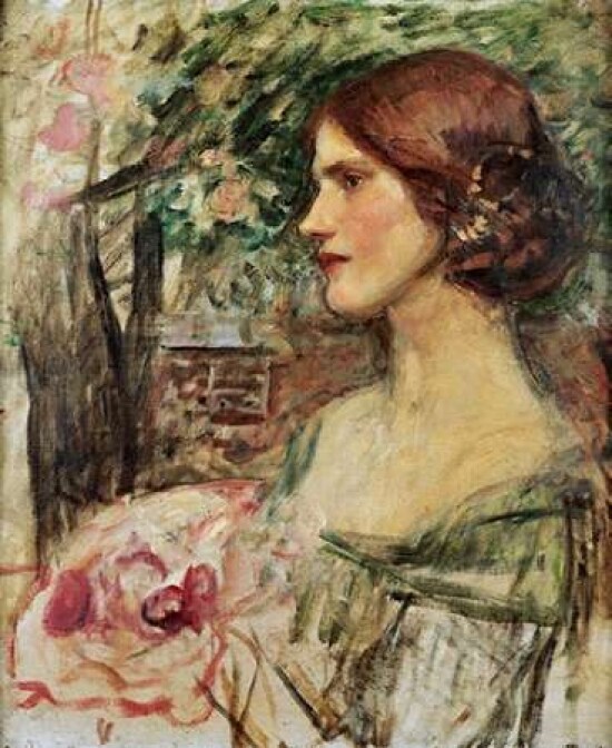 Portrait of a Lady In a Green Dress Poster Print by John William Waterhouse - Item # VARPDX265782