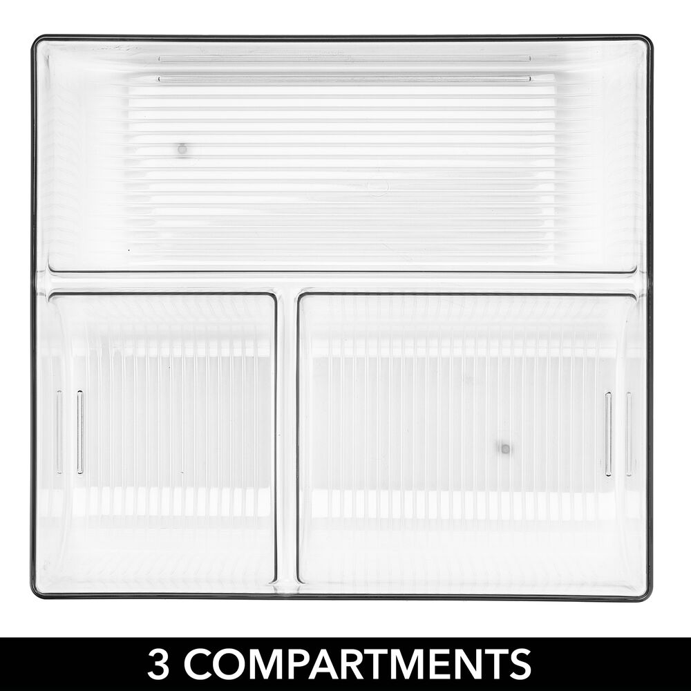 mDesign Plastic Divided Food Storage Container Lid Holder Bin