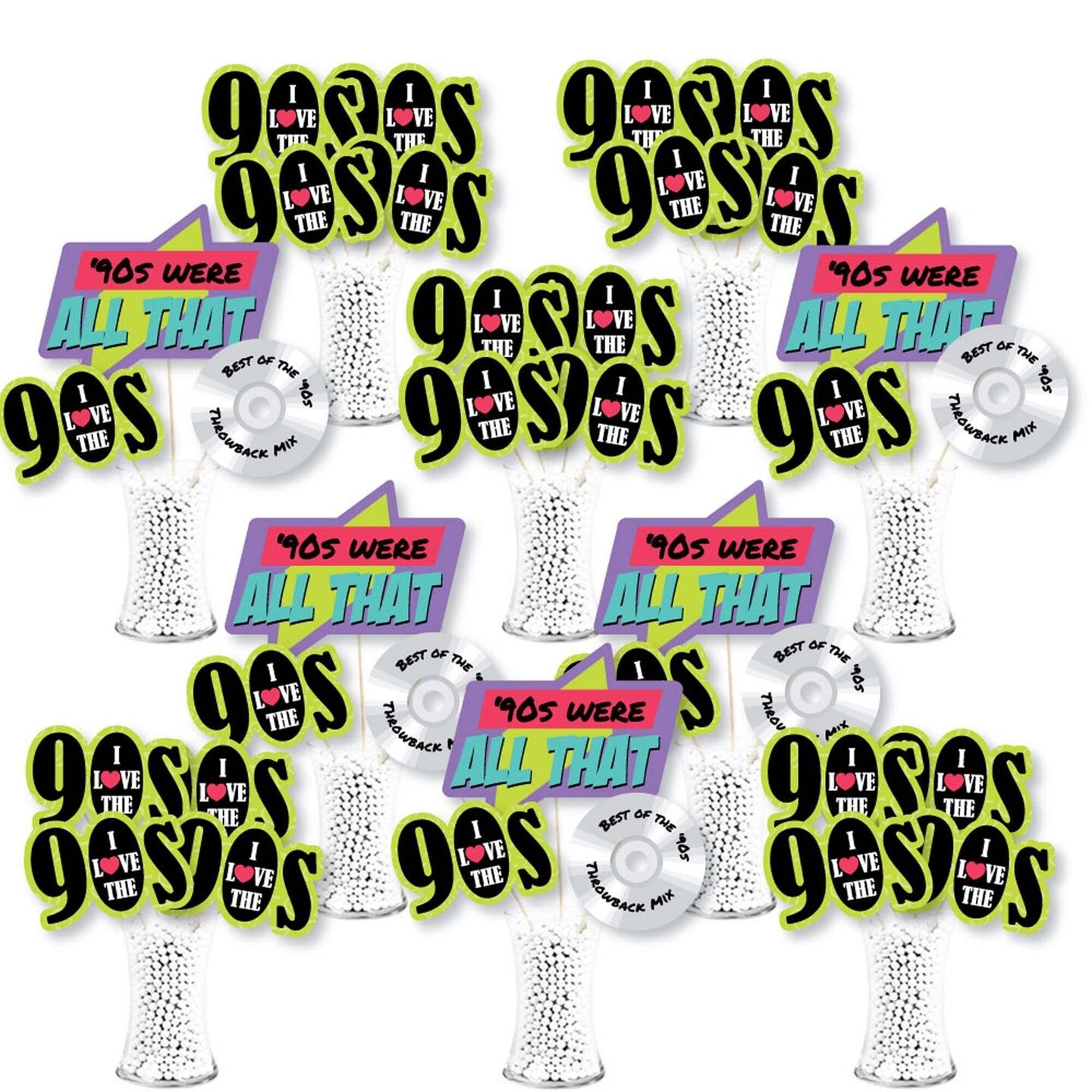 Big Dot Of Happiness 90 S Throwback 1990s Party Centerpiece Sticks