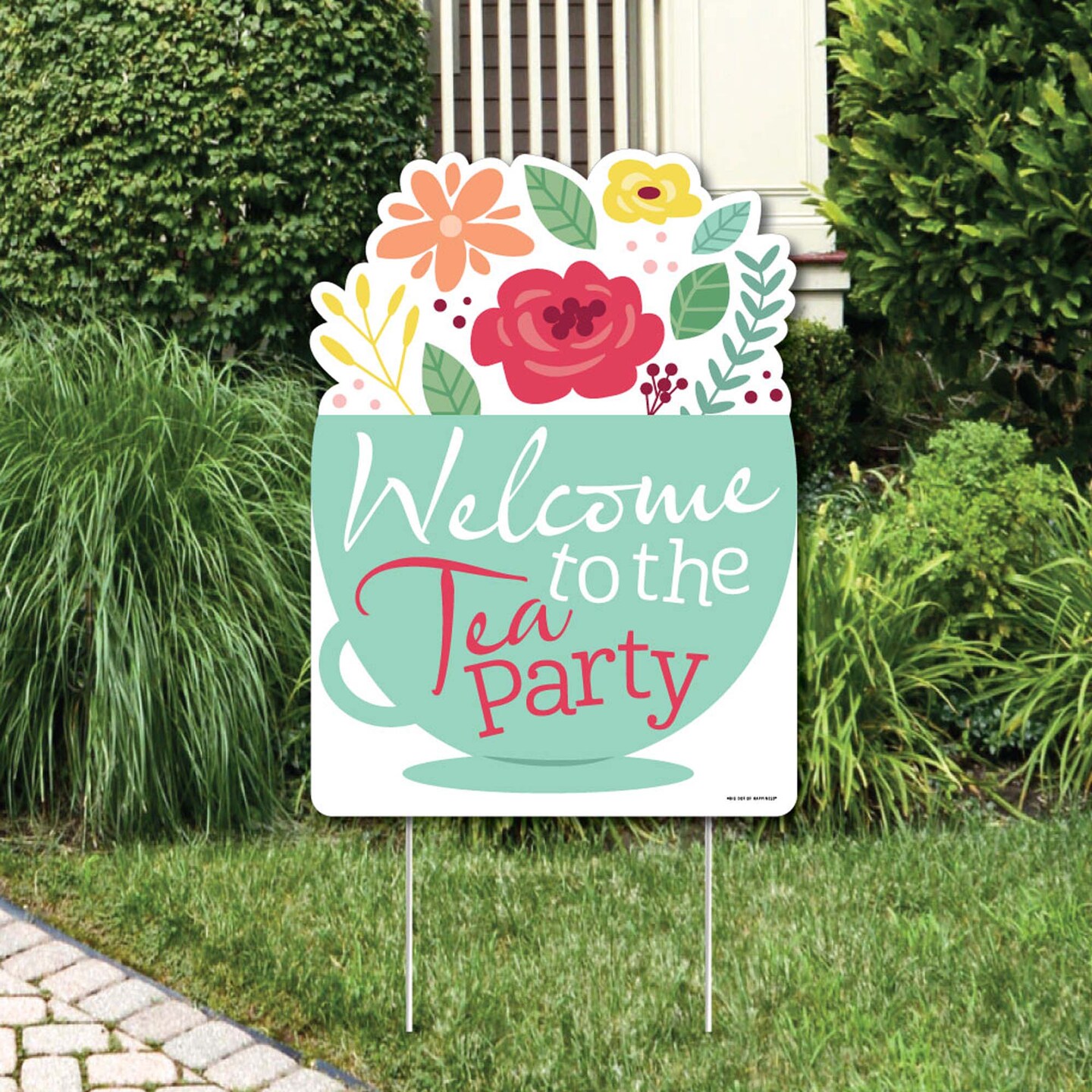 Big Dot of Happiness Floral Let&#x27;s Par-Tea - Party Decorations - Garden Tea Party Welcome Yard Sign