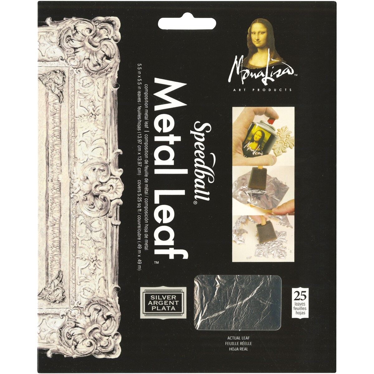 Speedball Mona Lisa Metal Leaf Sheets 5.5&#x22;X5.5&#x22; 25/Pkg-Silver