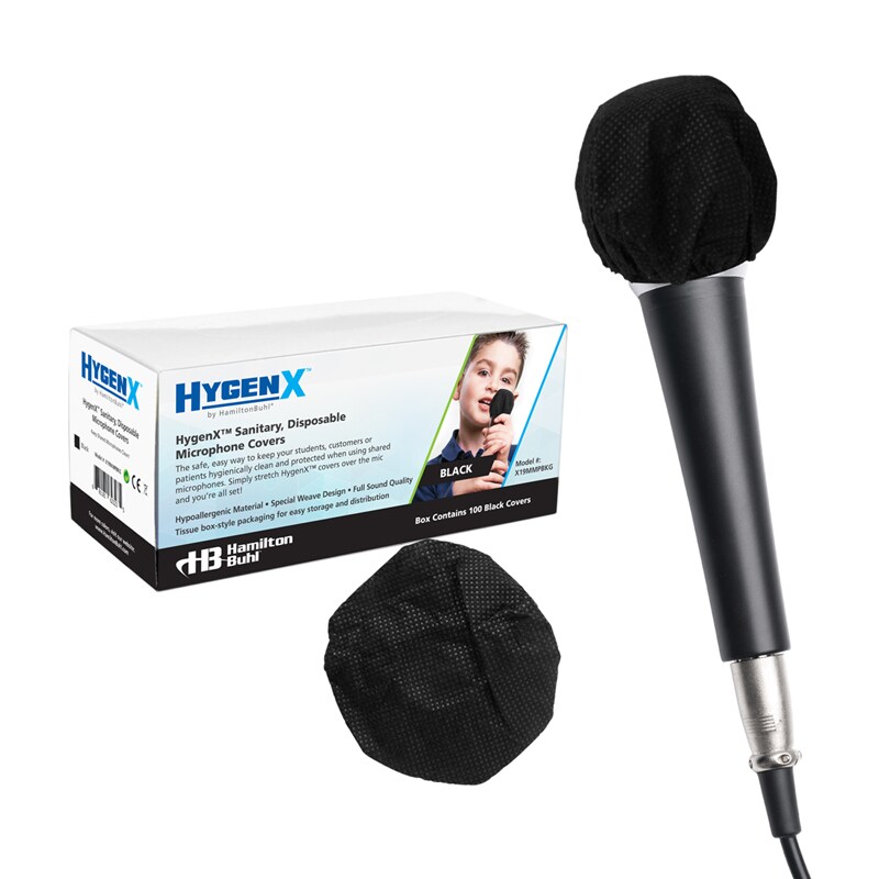Hygenx Sanitary Disposable Microphone Covers - Black, Box Of 100