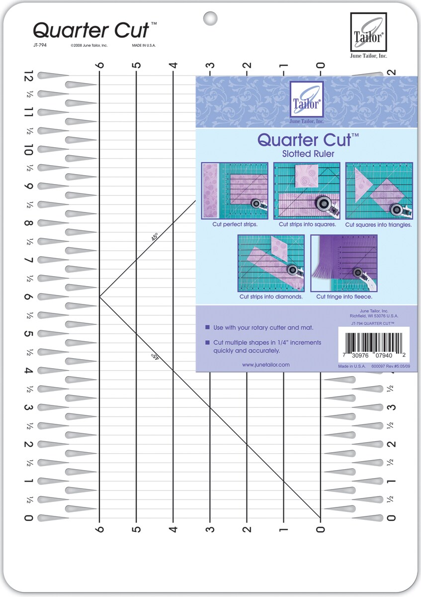 June Tailor Quarter Cut Slotted Ruler-11-1/4&#x22;X16&#x22;