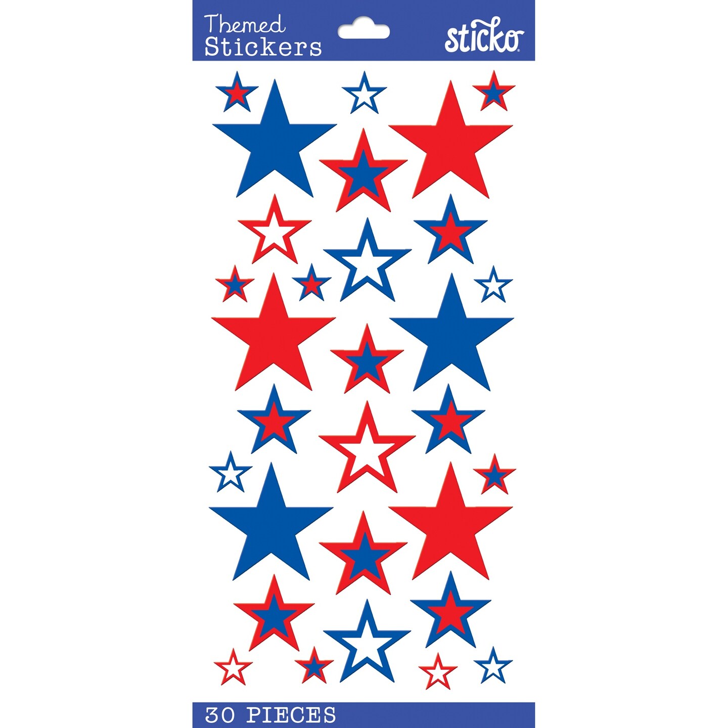 Sticko Themed Stickers - 4th Of July Mixed Stars, 30pcs