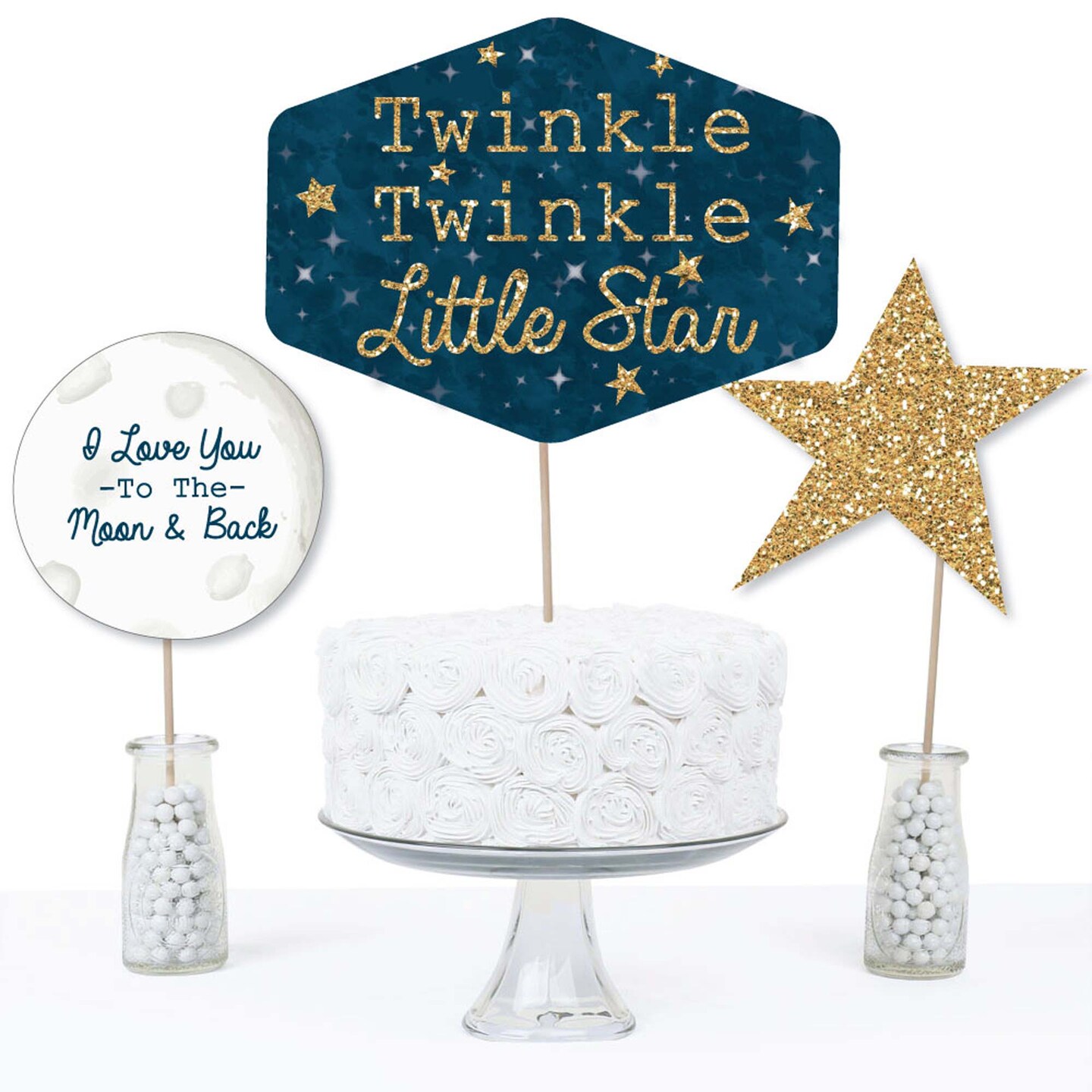 Big Dot of Happiness Twinkle Twinkle Little Star - Baby Shower or Birthday Party Centerpiece Sticks - Table Toppers - Set of 15