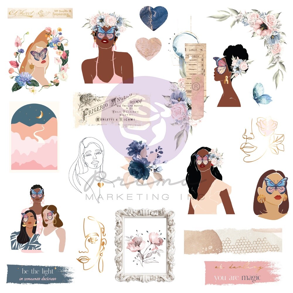 Indigo By Frank Garcia Cardstock Ephemera 22/Pkg-Shapes, Tags, Words, Foiled Accents