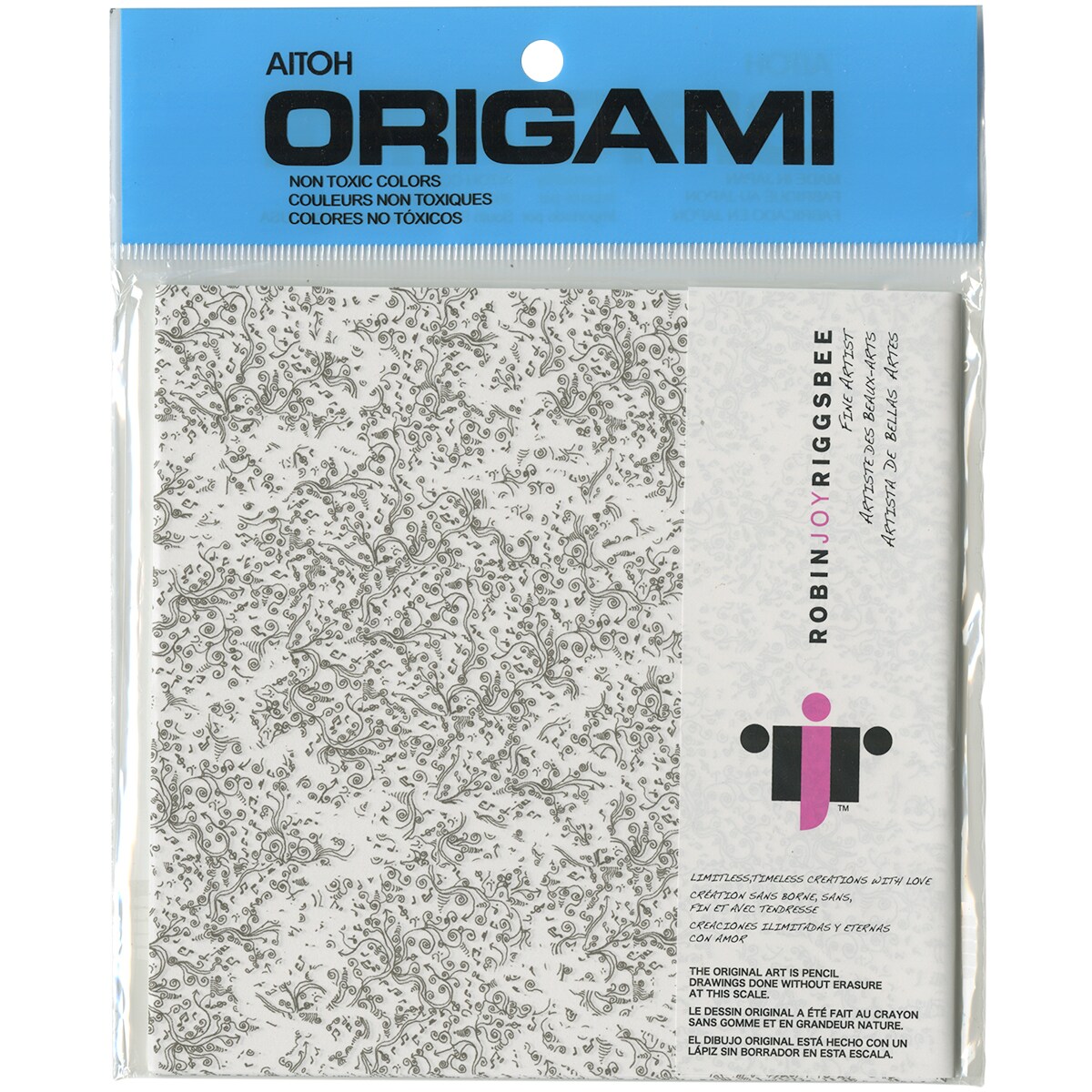 Aitoh Origami Paper 6"X6" 40/Pkg-Riggsbee Design's Black & White