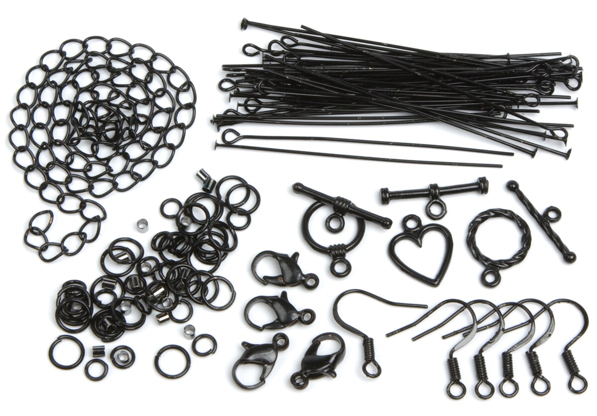 Cousin Jewelry Basics Metal Findings 145/Pkg-Black Starter Pack