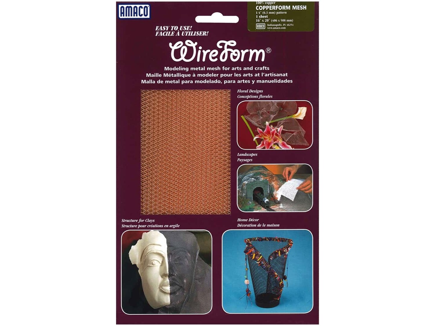 AMACO WireForm CopperForm Mesh - 16 x 20 in. - 1/4 in. Copper