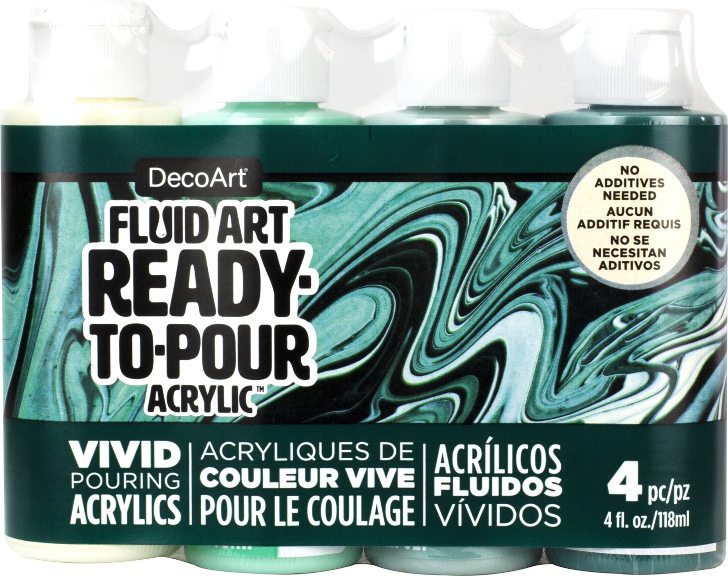 Decoart Fluidart Paint Pouring Value Pack 4/Pkg-Soothing Nature