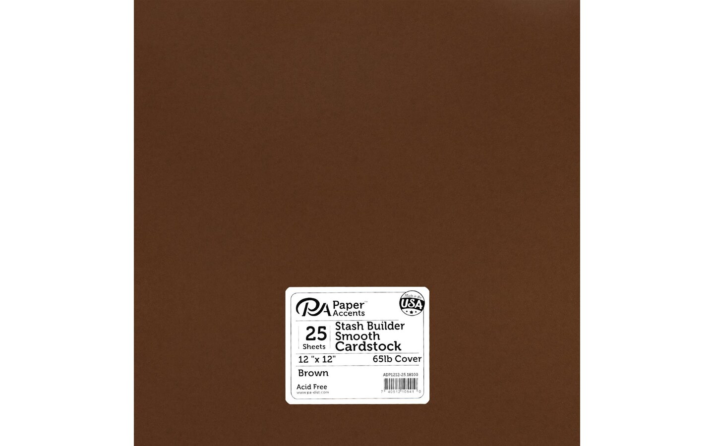 PA Paper Accents Stash Builder Cardstock Pack 12" x 12" Brown, 65lb colored cardstock paper for