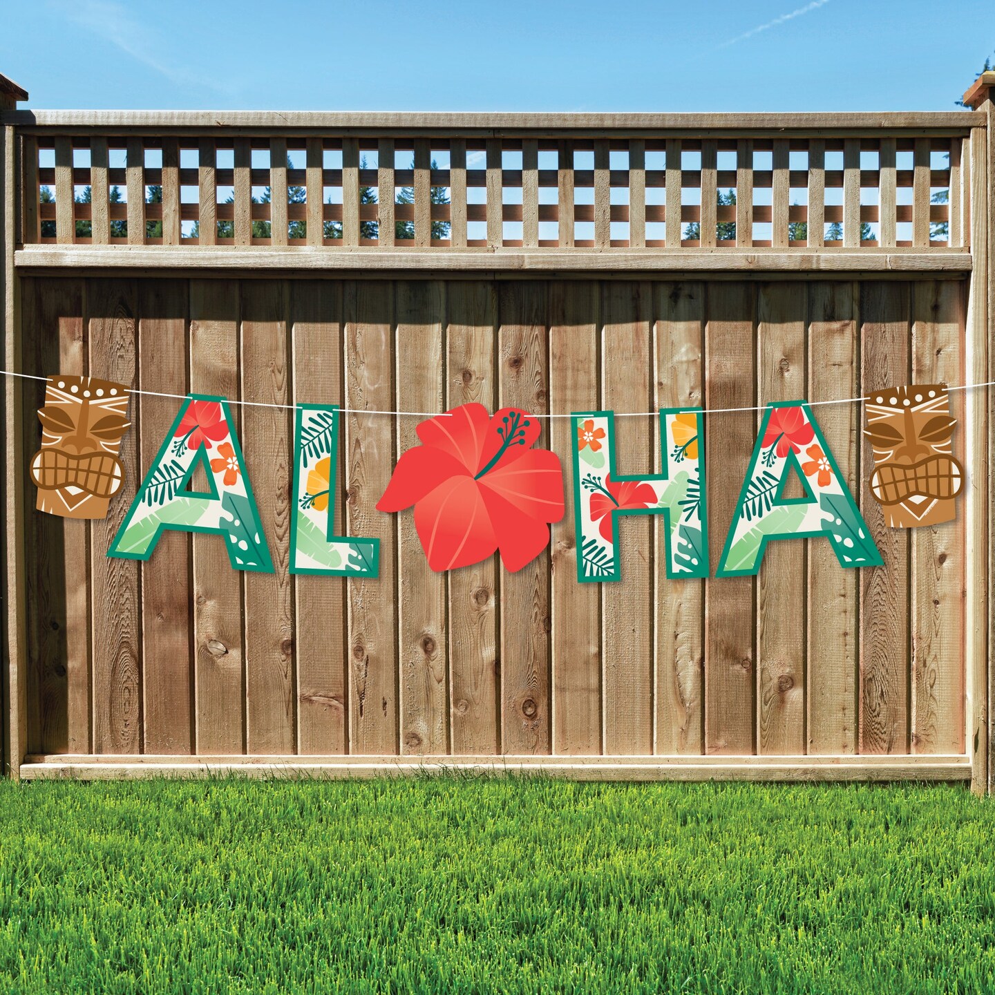 Big Dot of Happiness Tropical Luau - Hawaiian Beach Party Decorations -  Aloha - Outdoor Letter Banner