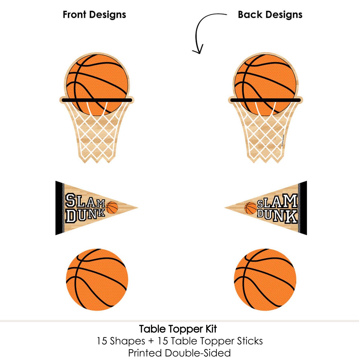 Big Dot of Happiness Nothin&#x27; but Net - Basketball - Baby Shower or Birthday Party Centerpiece Sticks - Table Toppers - Set of 15