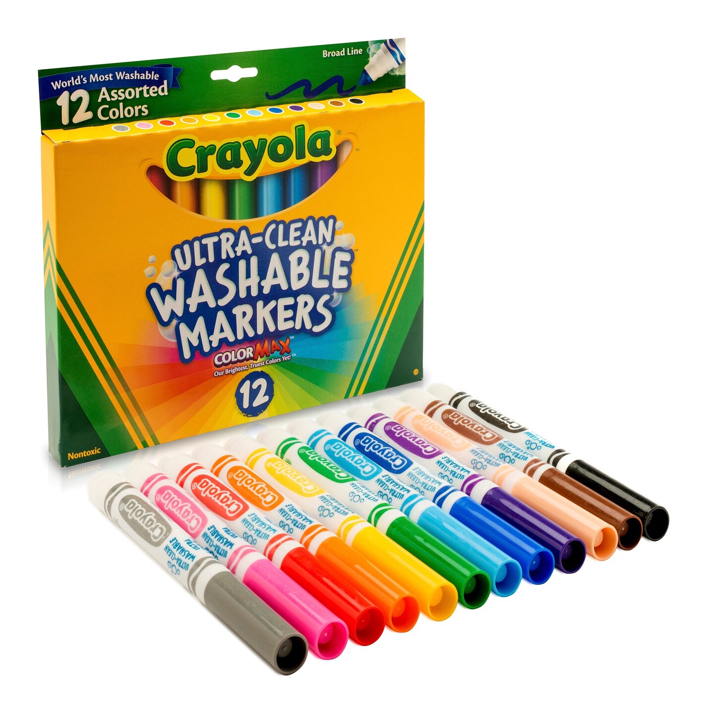 Crayola Ultra-Clean Color Max Broad Washable Markers 12/Pkg-Assorted Colors