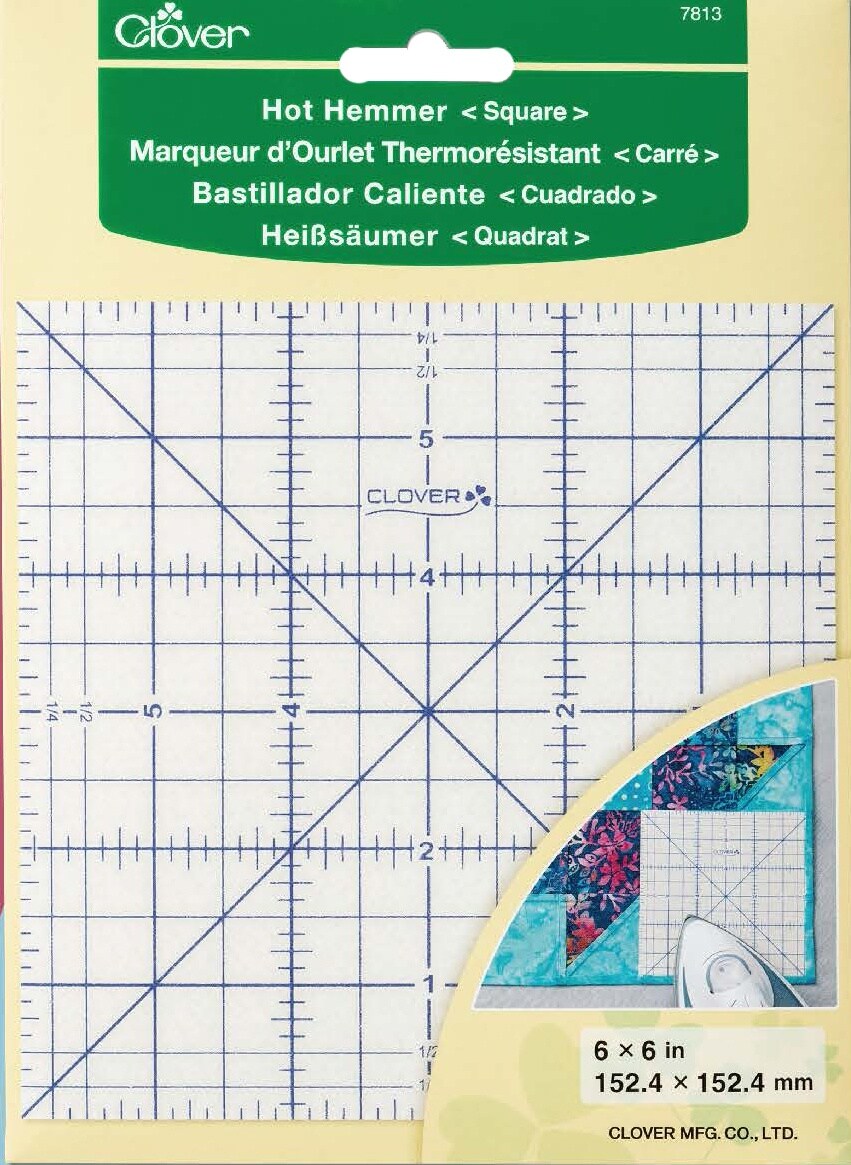 Clover Hot Hemmer Ruler 6&#x22;X6&#x22;-Square