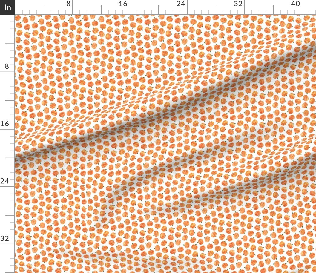 Small Scale Pumpkin Watercolor Fall Halloween Pumpkins Cute Orange Custom Printed Fabric by Spoonflower Various Fabrics by the Yard or Fat Quarter