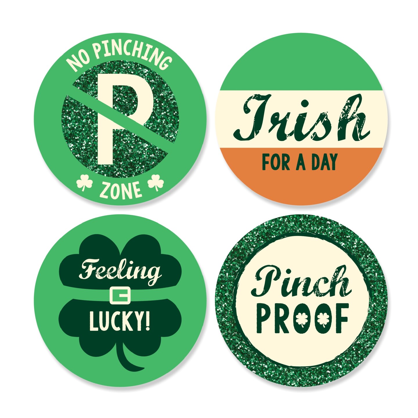 Big Dot of Happiness St. Patrick&#x27;s Day - Assorted St. Paddy&#x27;s Day Party Circle Sticker Labels - 24 Count