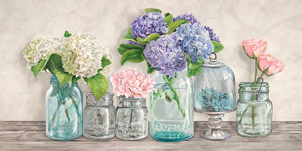Flowers In Mason Jars Poster Print by Thomlinson Jenny - Item # VARPDX2JT4261