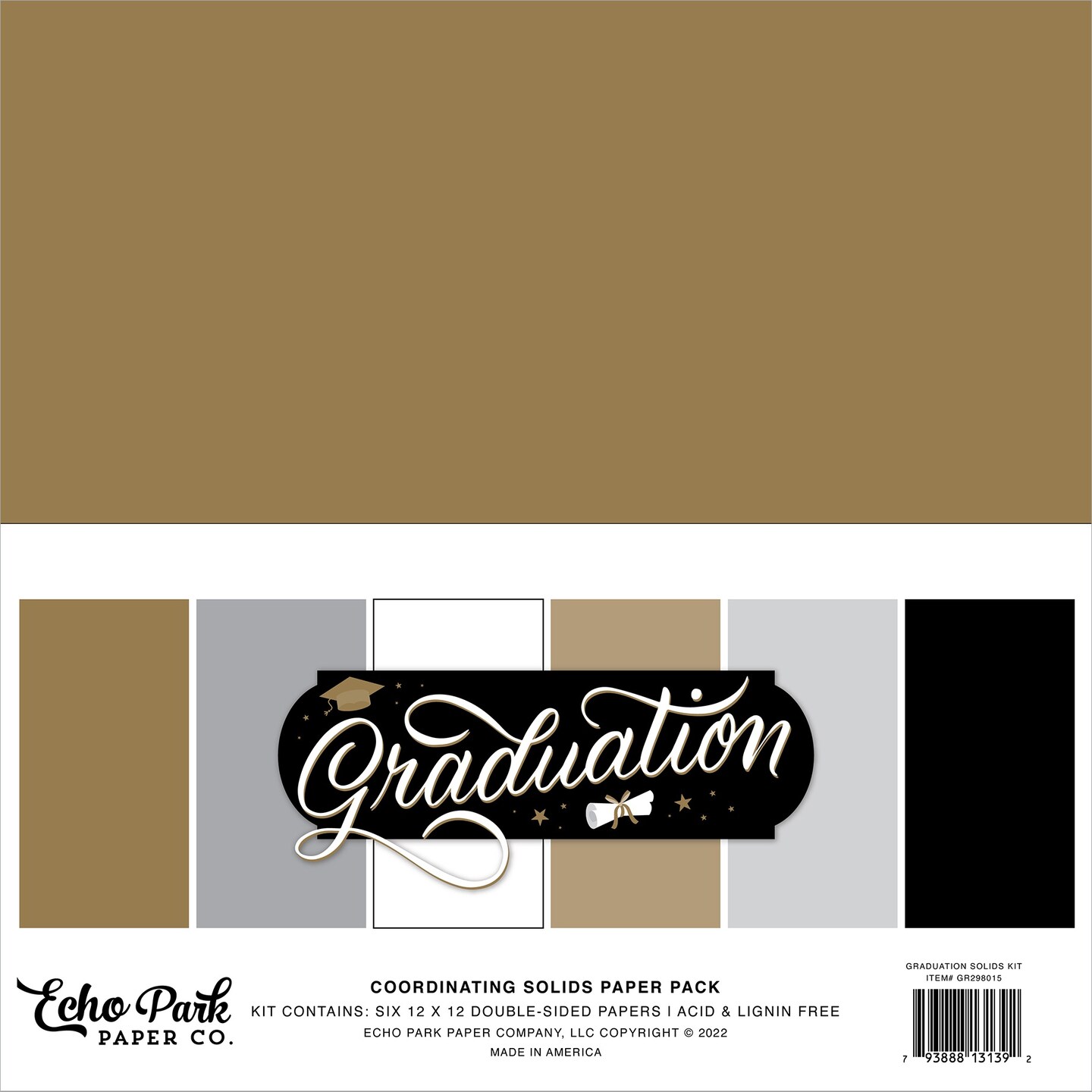 Echo Park DoubleSided Solid Cardstock 12"X12" 6/PkgGraduation, 6