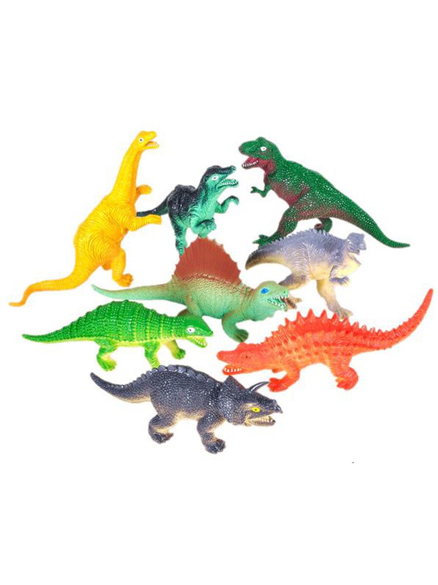 Set 12 Assorted 5.5" - 6.5" Jurassic Prehistoric Dinosaur Vinyl Figures
