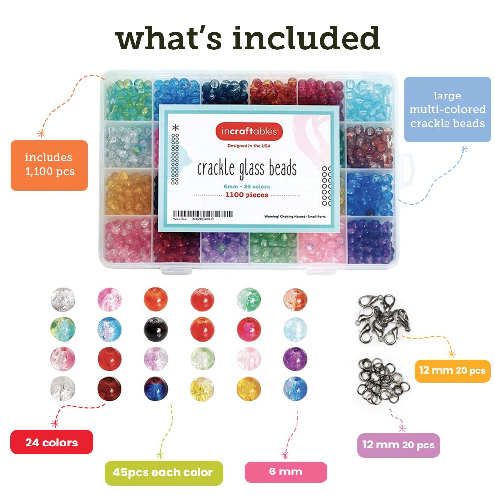 thumbnail image 2 of Fun Mix Of 50 Or 100 Crackle Glass Beads For Jewelry Making – 6mm Round Spacers 2 of 6