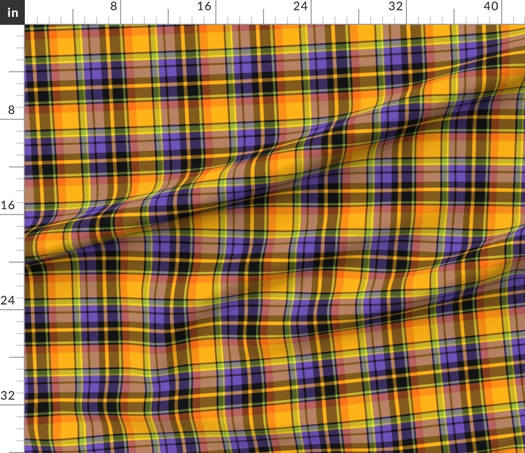 Various Fabrics by the Yard or Fat Quarter Autumn Fall Halloween Plaid Orange Black Purple Custom Printed Fabric by Spoonflower
