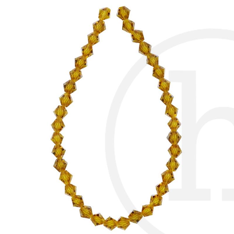 Glass Beads Faceted Bicone Light Amber