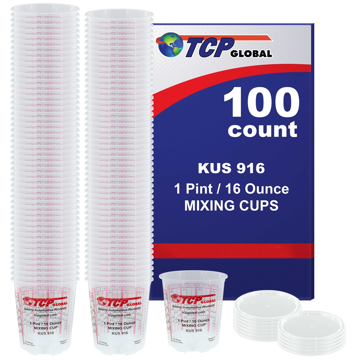 Box of 100 Mix Cups, Pint size, 16 ounce Volume Paint & Epoxy Mixing ...