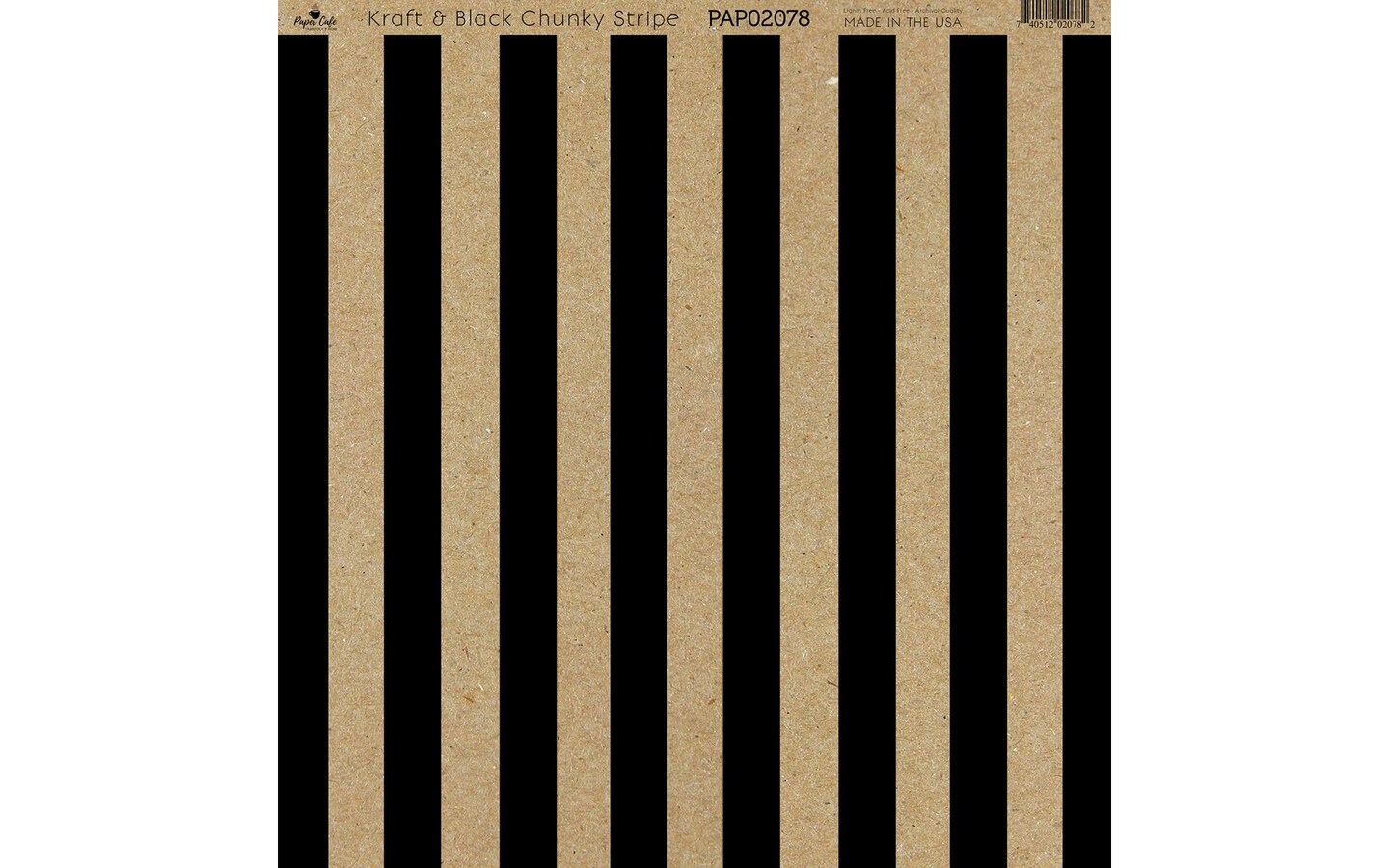 Papercafe Cdstk 12X12 15Pc Kraft Blackchunkystripe