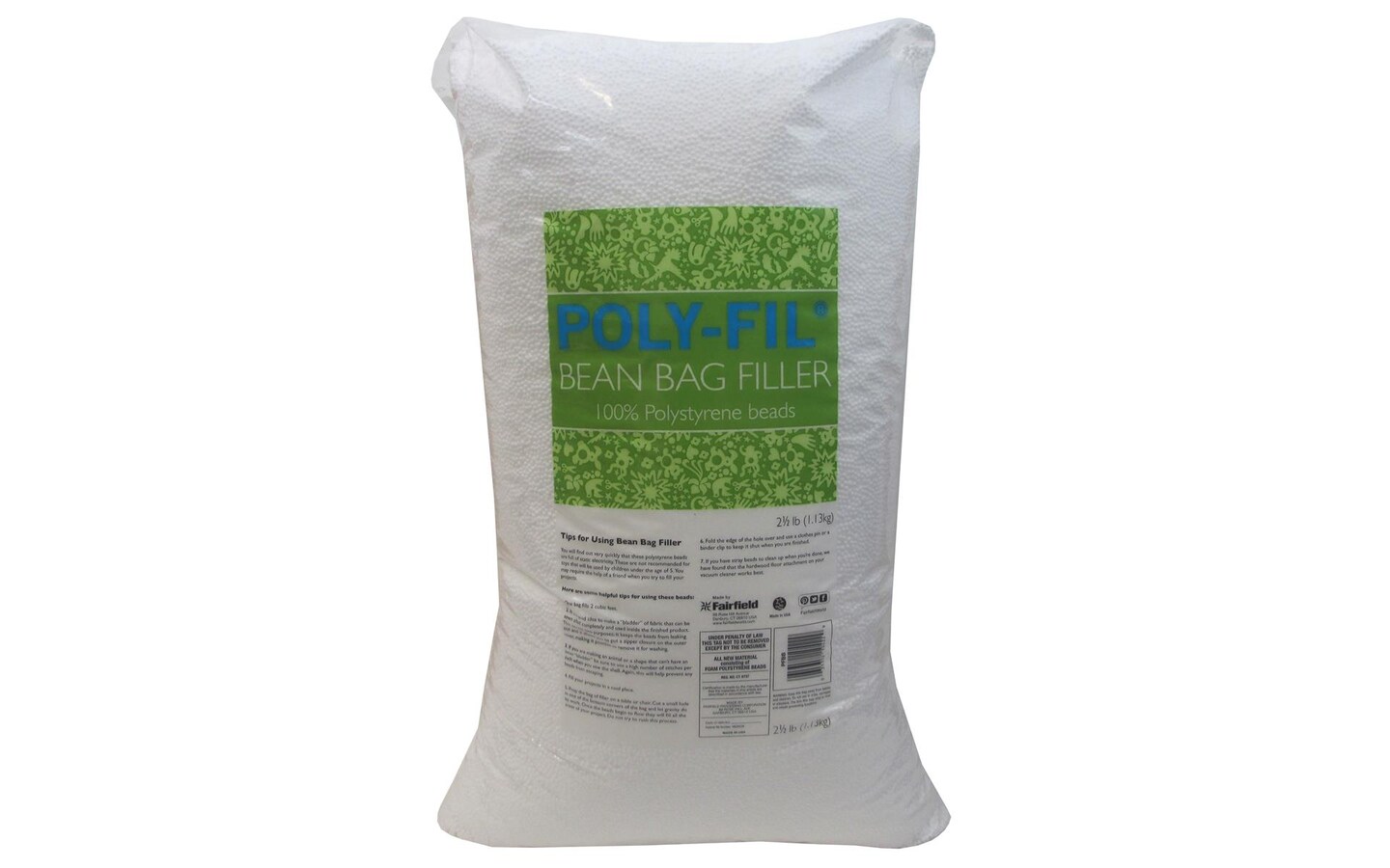 Fairfield Filler Poly Bean Bag 2.5lb