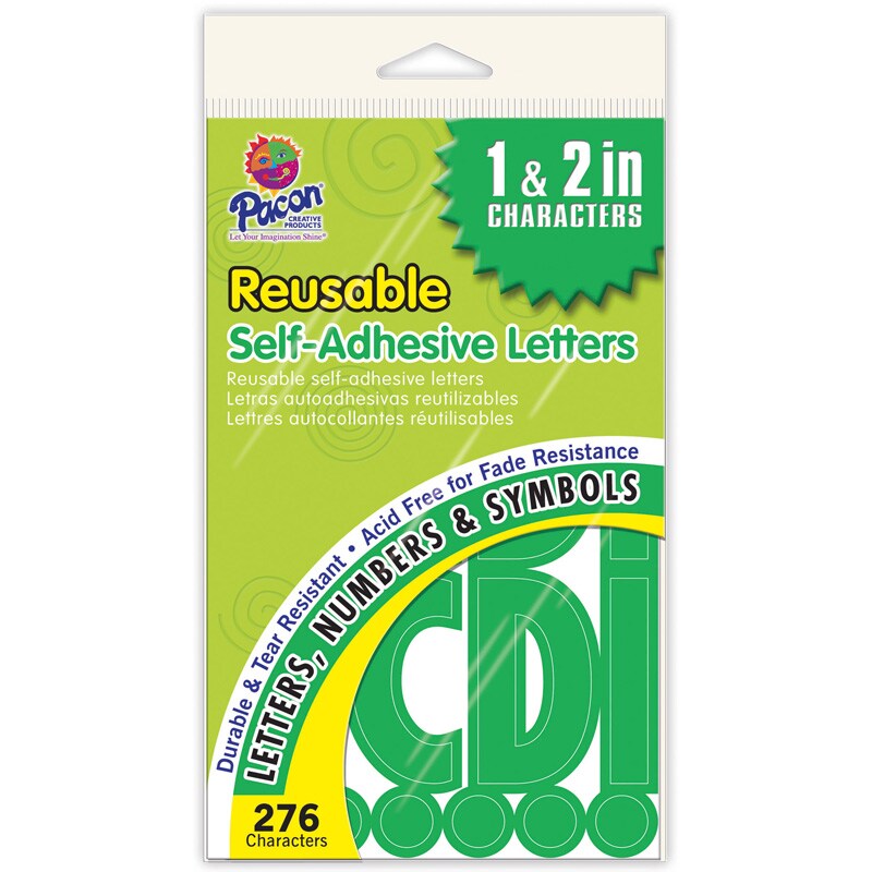 Self-Adhesive Letters, Green, Classic Font, 1&#x22; &#x26; 2&#x22;, 276 Characters
