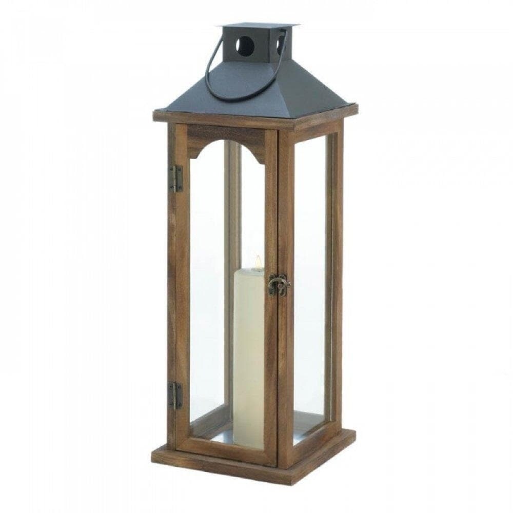 Gallery Of Light Tall Simple Metal Top Wooden Lantern