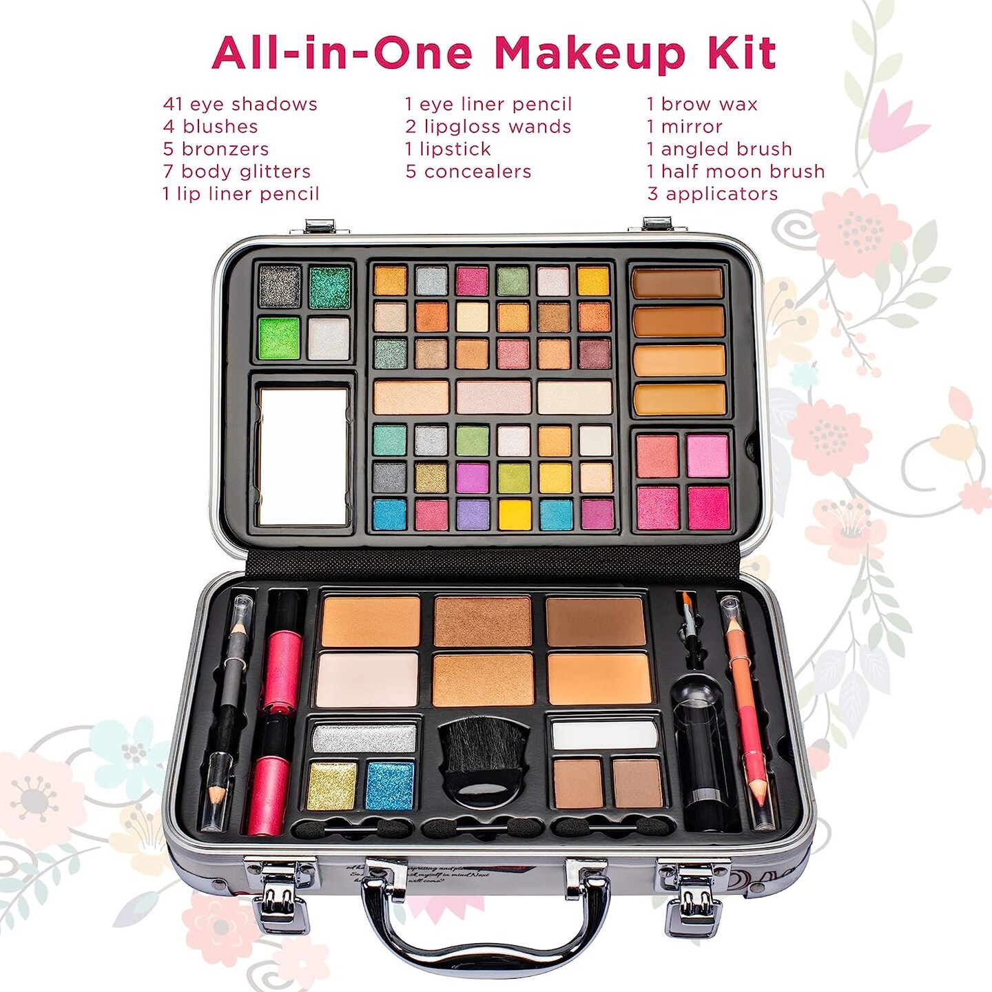 Vokai 74 Piece Makeup W/Eye Shadow, Glitter, Lip & Eye Liners, Lipstick, Blush, Concealer, Lip Gloss & Bronzer