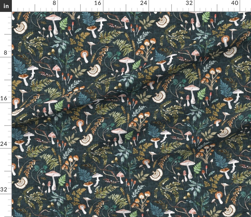 Midnight Botanica Design Printed Fabric