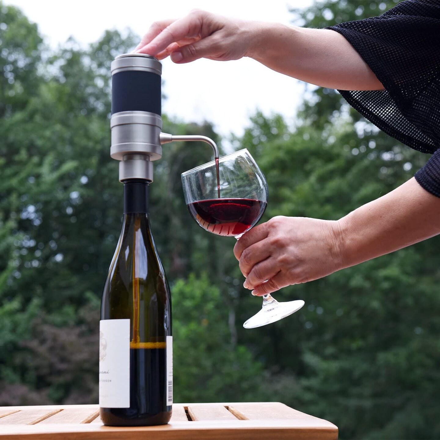 Ivation Wine Aerator and Dispenser Spout, Stainless Steel Electric Wine Pourer and Stopper