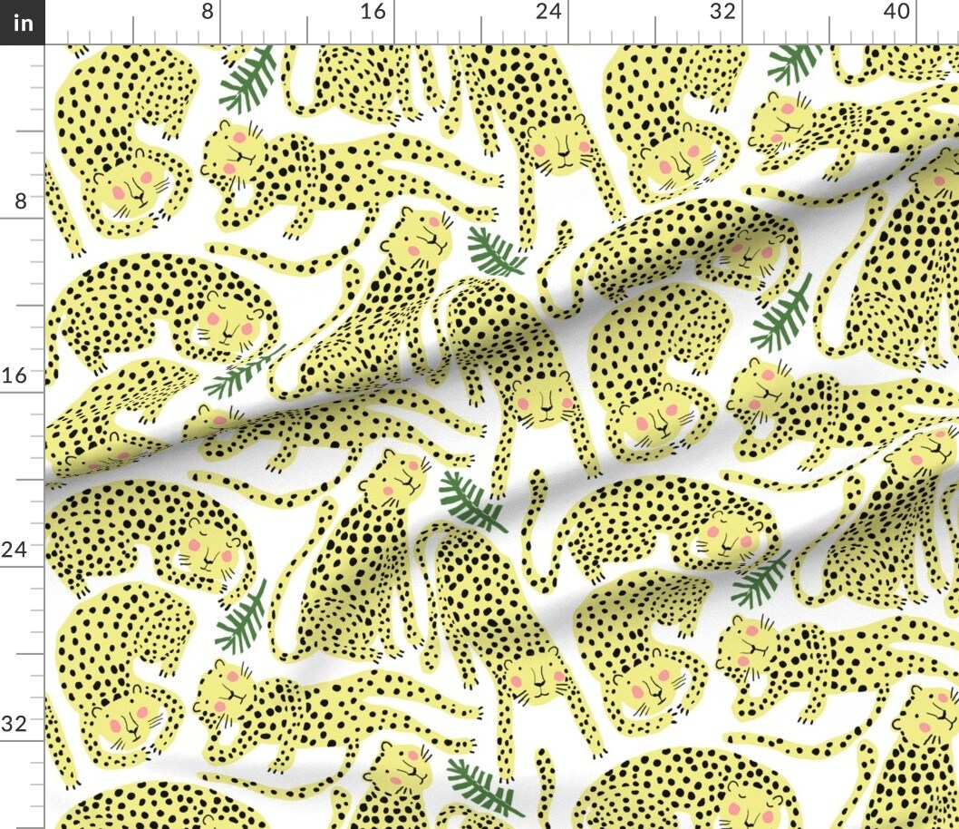 Animal Print Cheetah Leopard Jaguar Jungle Cute Kids Room Cats Tropical Safari Custom Printed Fabric by Spoonflower Various Fabrics by the Yard or Fat Quarter